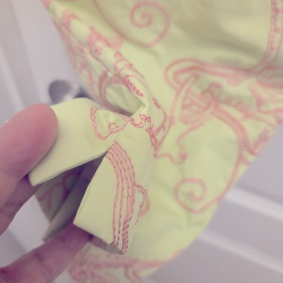 LILLY PULITZER women's size 8 cotton capris pants green pink embroidered palms - Picture 7 of 7